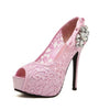 Lace Floral Platform Pumps Rhinestone