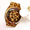 Leopard Print Leather Strap Watch