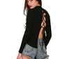 Backless Lace Up Knitted Sexy Shirt