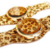 Leopard Print Leather Strap Watch